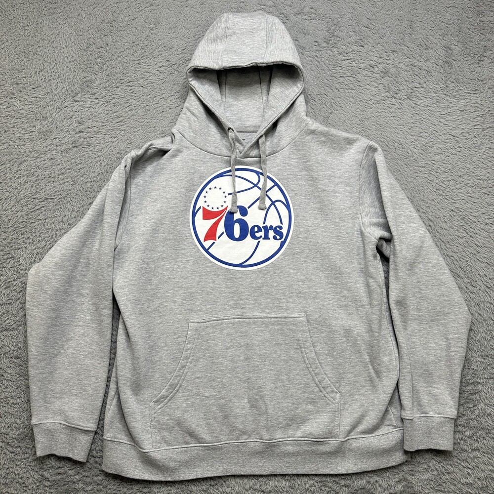 Philadelphia 76ers Hoodie Mens XL Gray Screen Printed Logo